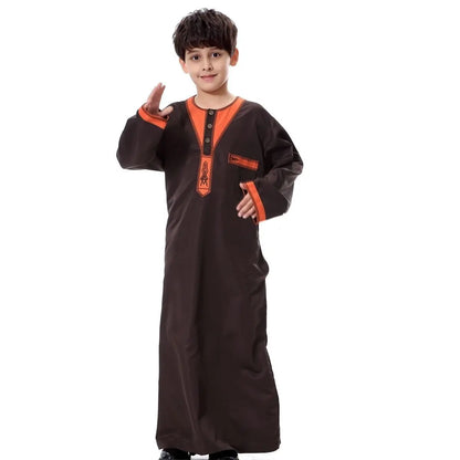 Muslim Boys Jubba Thobe Middle East Arabic Embroidered Ethnic Style Kids Abaya Long Dress Islamic Teenager Robe Djellaba Caftan