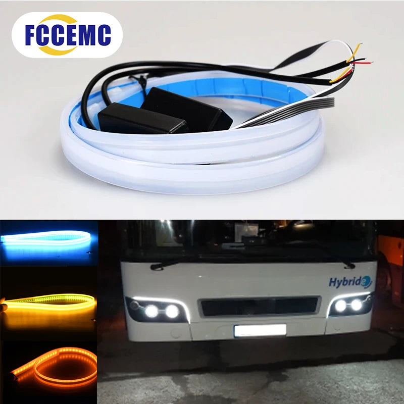 2 Pcs 24V LED truck light 30cm 45cm 60cm 70cm car daytime running light Decor Lamp bar with yellow steering function Signal Lamp