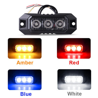 1PCS 3LED Strobe Warning Grille Flashing Lights Emergency Universal Trailer Truck Police Strobos Car Security Signal Lamp 12-24V