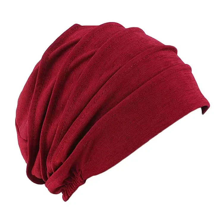 Breathable Elastic Women's Turban Hat Soft Ruffle Head Wrap Cap Lady Cancer Chemo Cap Muslim Headscarf Hat