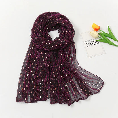 Glitter Shimmer Muslim Hijabs Fashion Solid Bubble Chiffon Scarf High Quality Shawl Scarves Silver Crinkle Woman Headscarf