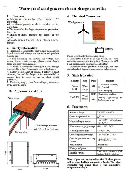 100-5000W High Quality MPPT Wind Charge Controller 12v/24v AUTO,Low Wind Speed Boost,Water Proof,High Heat Dissipation Design