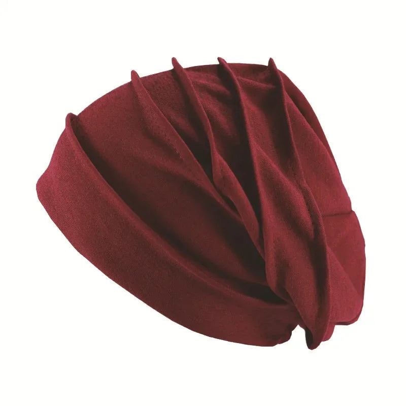 Breathable Elastic Women's Turban Hat Soft Ruffle Head Wrap Cap Lady Cancer Chemo Cap Muslim Headscarf Hat