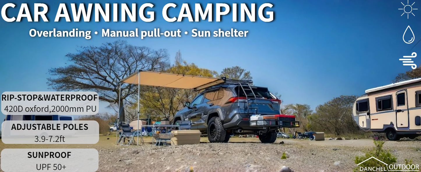 Car Camper Awning  , Waterproof Roof Rack Vehicle Awning Truck Canopy Camping with All Metal