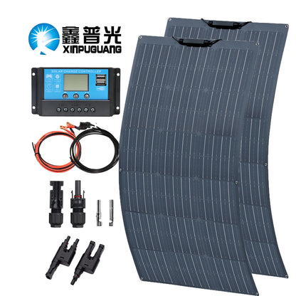 Solar Panel Kit 100W 200W 12V Flexible Photovoltaic solar panels cell with charge controller power for battery Boat Rvs Cabin