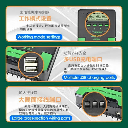 12/24V WIFI MPPT Solar Charge Controller 10/20/30/40/50/60A Solar Panel Battery Regulator LCD USB for Lifepo4 Lead Acid Lithium