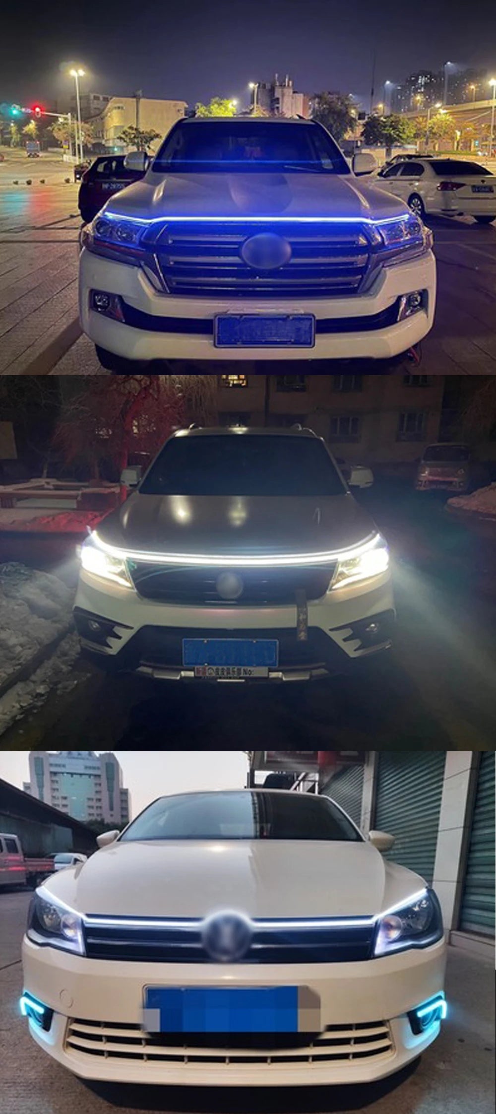 RXZ LED Daytime Running Light Scan Starting Car Hood Decorative Lights DRL Auto Engine Hood Guide Decorative Ambient Lamp 12V