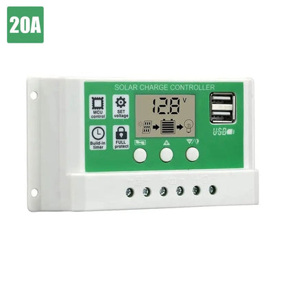 Solar Charge Controller 12V/24V Lithium Lead-acid Battery Solar Controller PMW Charging Management Solar Charger Regulator 10A