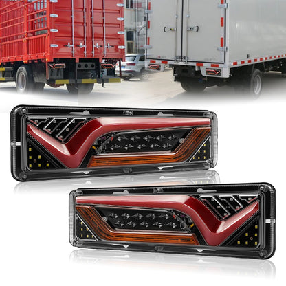 2X 12/24V Truck Tail Light waterproof shockproof LED running water turn signal Brake Lights Reverse Lorry Bus Trailer Fog lamps