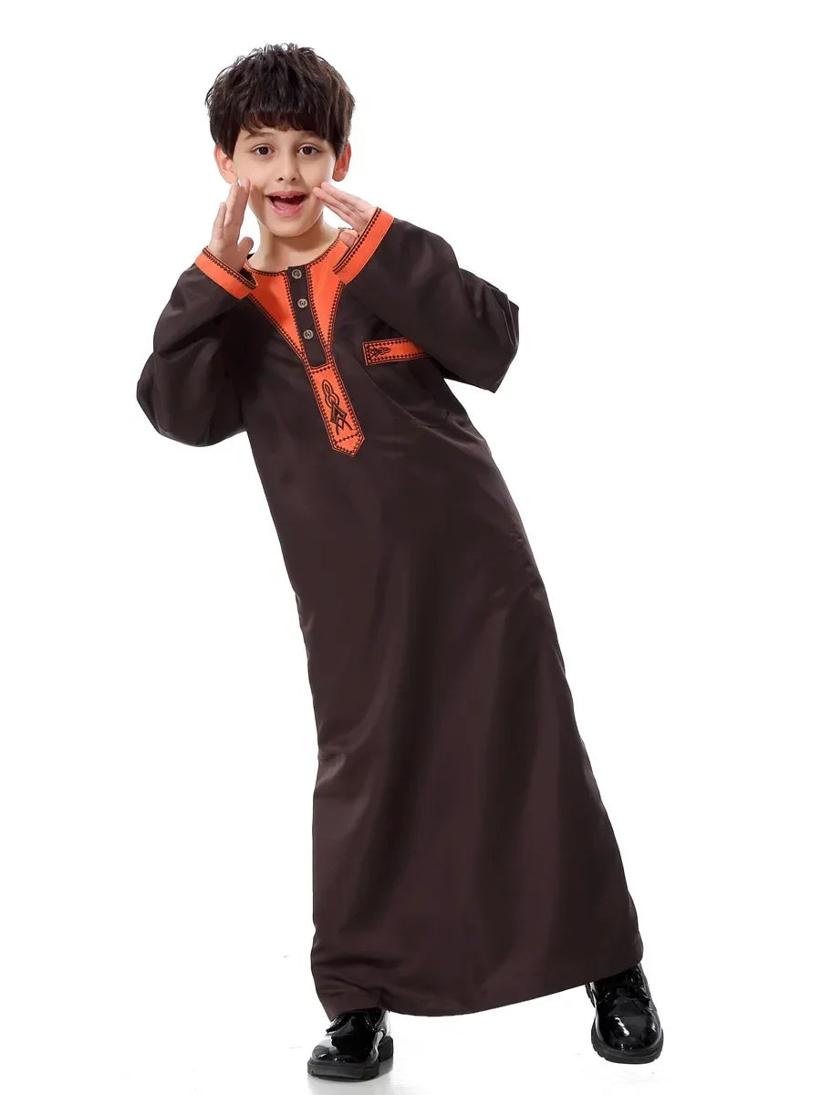 Eid Muslim Kids Abaya Jubba Thobe Dress Kimono Boy Thobe Thawb Caftan for Children Ramadan Long Robes Dress Dubai Arab 2025