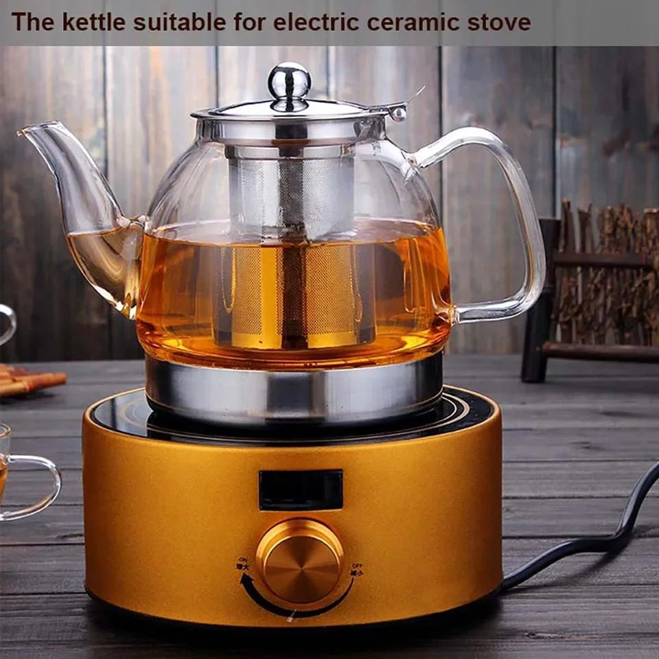 Glass Tea Pots Gas Stove Induction Cooker Water Kettle Chinese Style Teapot With Filter Heat resistant Flower Tea 800/1200ML 1pc