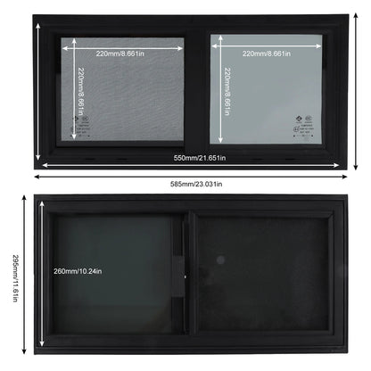 RV Window Insect Horizontal Vertical Slid with Privacy Screen Insect Nets for 550x260mm Window Size Campervan Accessories