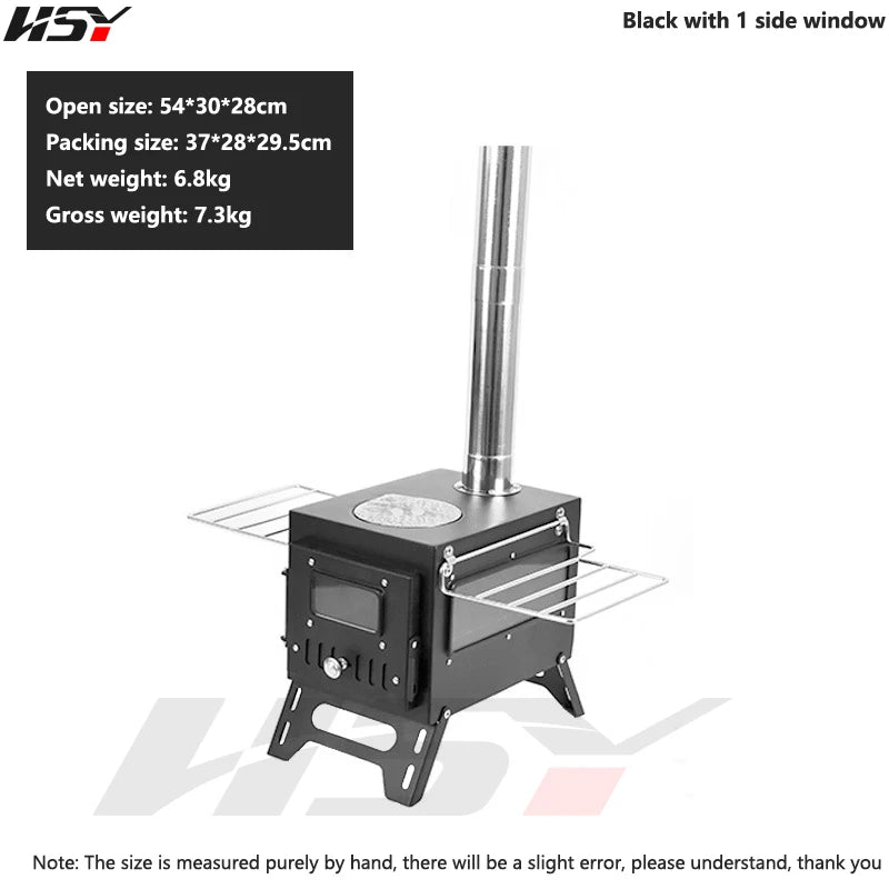 Stainless Steel Folding Heating Tent Stove, Outdoor Camping, Firewood Stove, Picnic Fire Stove with Window