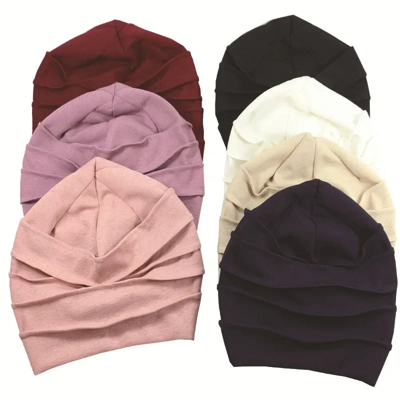 Breathable Elastic Women's Turban Hat Soft Ruffle Head Wrap Cap Lady Cancer Chemo Cap Muslim Headscarf Hat