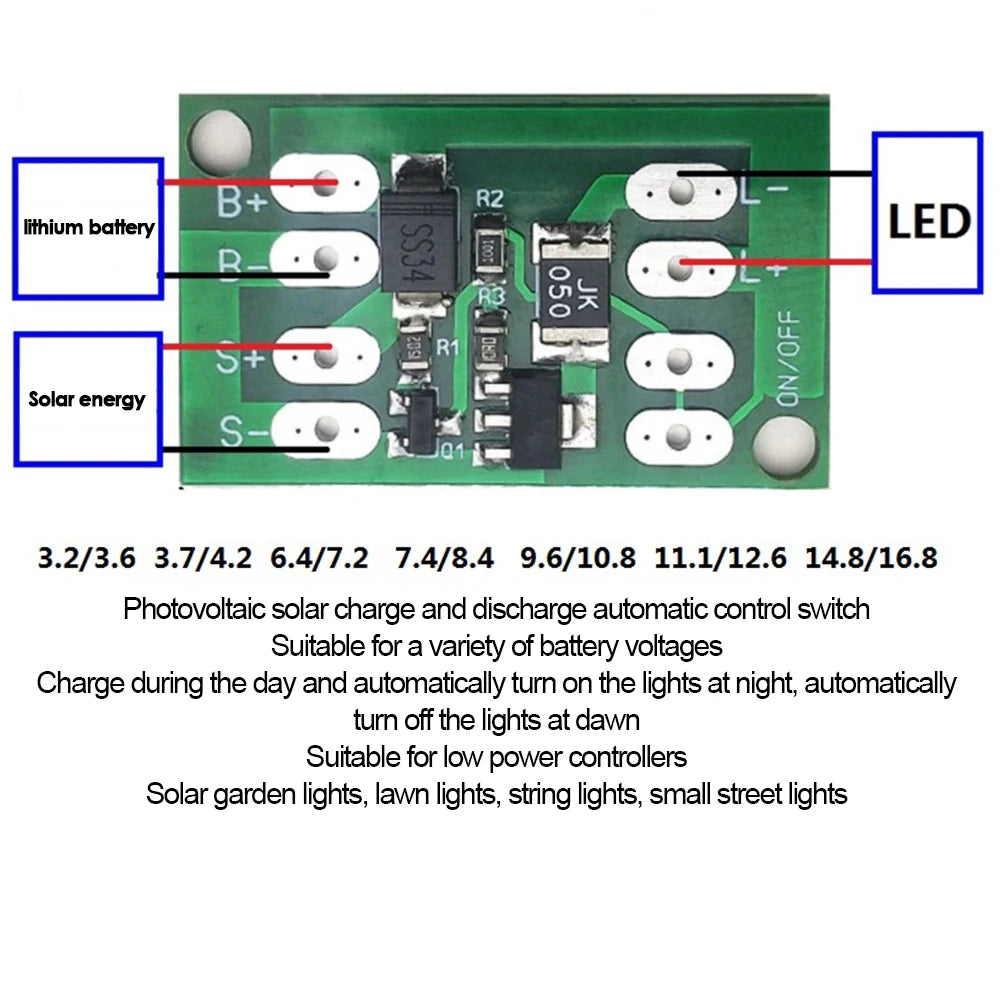 5PCS Solar Panel Controller Solar Control Switch Circuit Board Light Control Circuit Switch Lithium Battery Charging Board