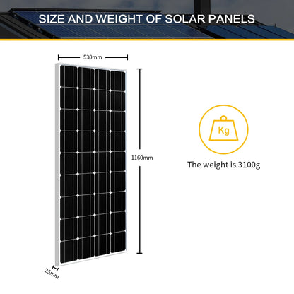 Lightweight solar panel module 100W 120W 150W cell aluminum frame for 12V or 24V 36V battery car home farm boat RV Camping Yacht