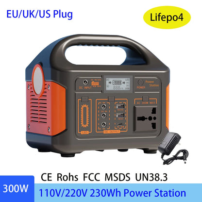 100W/300W 24000mAh LiFePO4 Portable Power Station Mobile Power Supply Solar Generator 220V/110V Station Power Bank for Camping