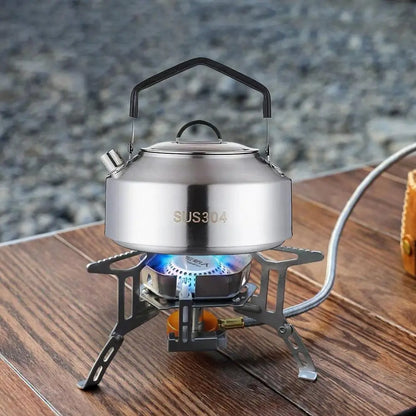 New Camping Kettles For Boiling Water 304 Stainless Steel Water Pot Outdoor Gas Cassette Stove Teapot Kitchen Whistling Kettle