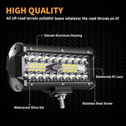 Car LED Light Bar Offroad 4x4 Spotlights Fog Lamp 12V 24V Diode Headlight Truck Farm Tractor Boat SUV ATV Light Bar/work Light