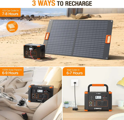 Portable Power Station Solar Powered Generator with  AC Outlet PD Fast Charging Backup Lithium Battery