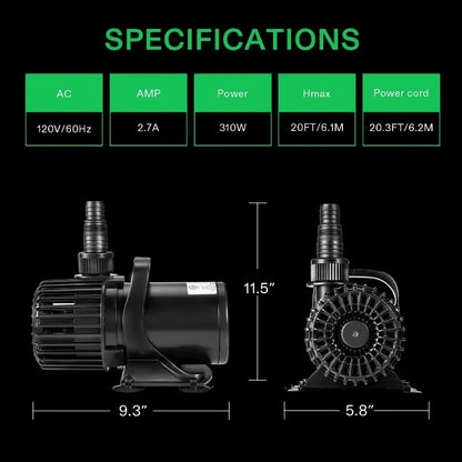 5300 GPH Submersible Water Pump, 310W Pond Pump, Ultra Quiet Aquarium Pump with 20FT. Lift Height for Pond Waterfall