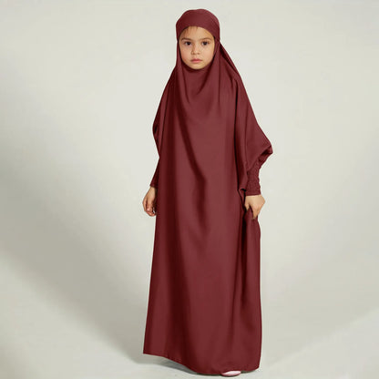 Ramadan Muslim Kids Girls Abaya Robe Solid Color Long Kaftan abaya enfant robes Dress Islamic Clothing Kids Clothes For Gift