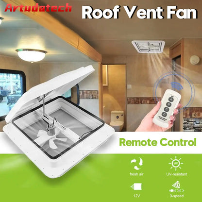 Artudatech 14" Caravan Skylight Roof Vent Remote Control Camper Motorhome RV Exhaust Fan