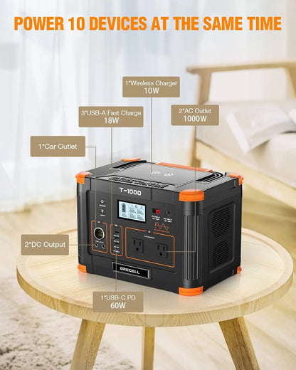 Portable Power Station Solar Powered Generator with  AC Outlet PD Fast Charging Backup Lithium Battery