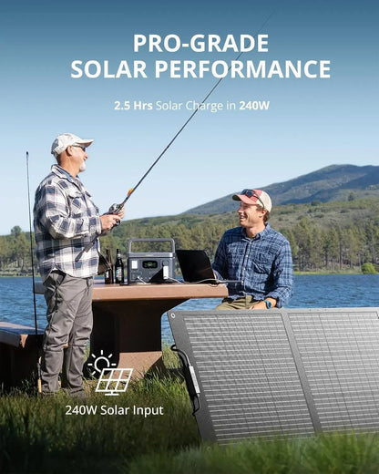 GROWATT Solar Generator VITA 550 Portable Power Station with 200W Solar Panel, UP to 1050W Output, 538Wh LiFePO4 Battery,