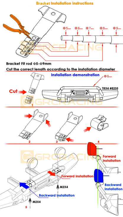 GRC RC Car 1/8 1/10 20mm Spotlight Vintage Round Remote Control Off-Road Searchlight Headlight for T4 SCX10 #G157KG/G157KA