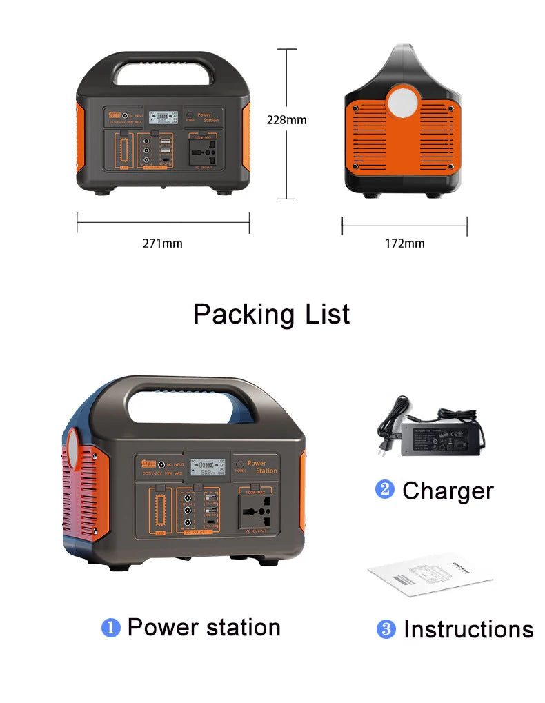 Portable Power Station 500W Solar Power Generator 110V 220V  LiFePO4 Charging Station Camping Battery Energy Station For Camping