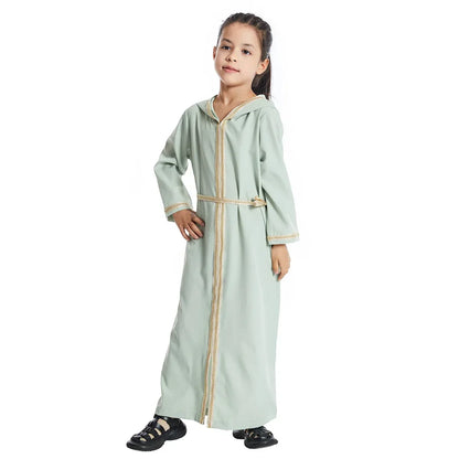 Kids Muslim Girls Abaya Prayer Hooded Long Maxi Dress Turkey Kaftan Arab Robe Dubai Islam Morocco Eid Party Ramadan Gown Caftan