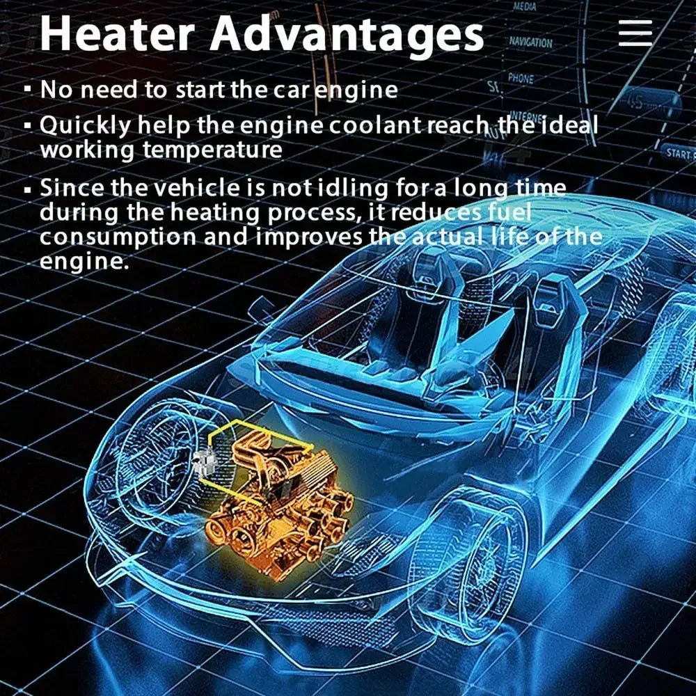 3000W 220V Car Engine Heater Diesel Auto Engine Antifreeze Preheater Truck Coolant Heater Parking Heater Car Heating Accessories