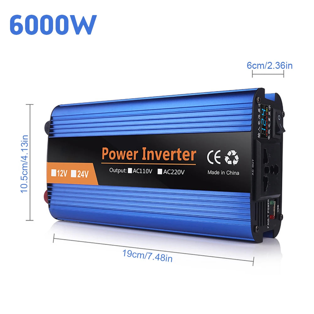 6000W Pure Sine Wave Inverter Car Solar Inverter 12V/24V 220V Sine Wave Voltage Converter Adapter инвертор 12v 220v чистый sinus