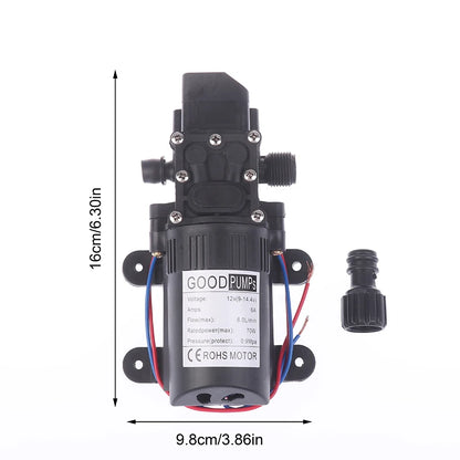 70W DC 12V Micro Electric Diaphragm Reflux Water Pumps Automatic Switch 6L/Min High Pressure Car Washing Spray Self Priming Pump