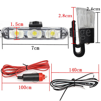 4*3 LED Police Lights for Car Led Flasher Fso Cigaretteer Grill Warning Lamp 12V Motorcycles Strobe Lights Flashlight