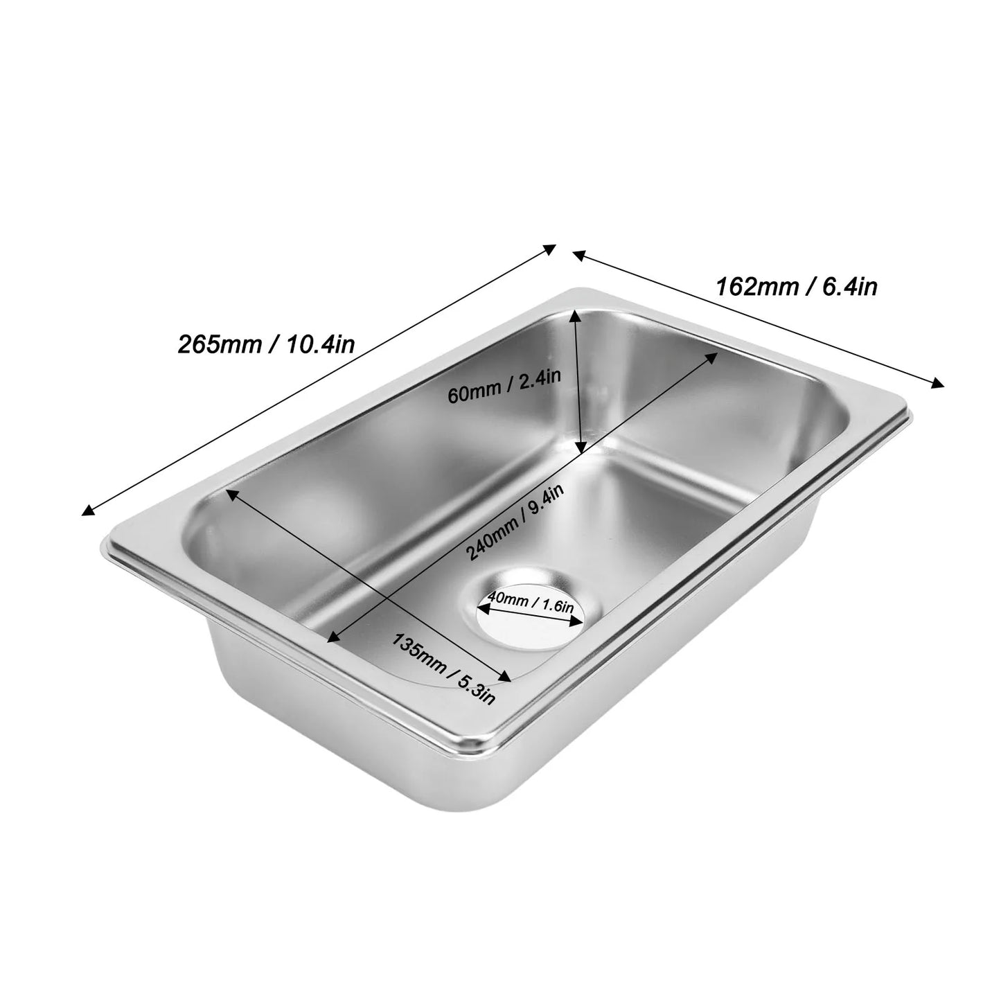 RV 304 Stainless Sink Kitchen Rectangular Hand Wash Basin Sink with 40mm Sewer Outlet For RVs Campers Yachts Boats Accessories