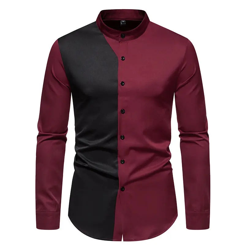 Mens Shirts Vinatge Goticos Masculino Luxury Autumn Patchwork Color Henley Collar Arab Dubai Muslim Dress Shirt Men Streetwear