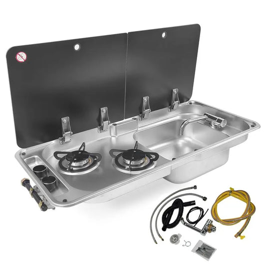 Outdoors Camping Gas Double Stove With Sink Cooker In RV Boat Yacht Caravan Motor Home Kitchen Including Tap And Drainer 904