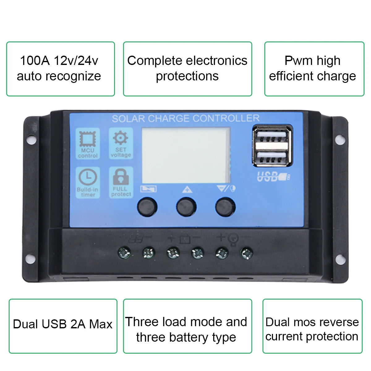 12V to 110V/220V Solar Panel System 600WSolar Panel Battery Charge Controller 6000W Solar Inverter Kit Complete Power Generation