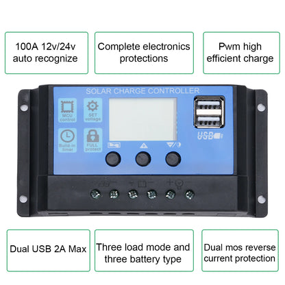 12V to 110V/220V Solar Panel System 600WSolar Panel Battery Charge Controller 6000W Solar Inverter Kit Complete Power Generation