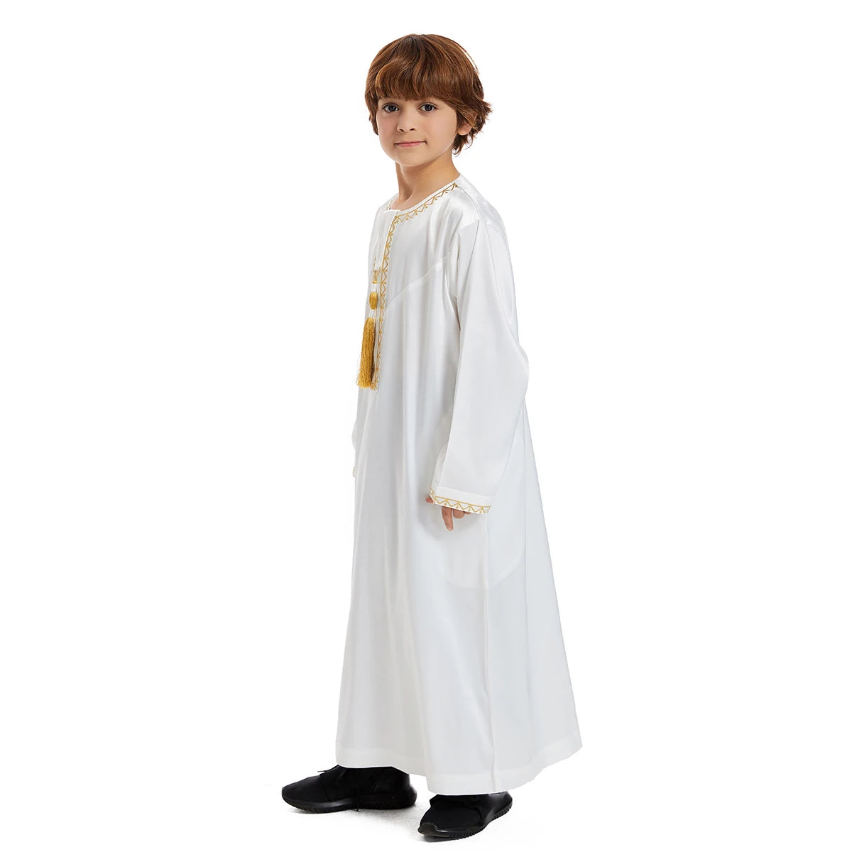 Ramadan Eid Muslim Kids Robe Islamic Arabic Children Long Sleeve Dress Jubba Thobe Abaya Dubai Saudi Boys Clothing Turkey Caftan