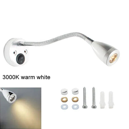 Gooseneck RV Reading Light 12V 3W Bedside wall lamp with switch, Designed for Reading, Boat, Yacht, and Caravan, Motorhome