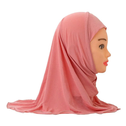 50cm Children Hijabs Muslim Girls Kids Hijab Islamic Scarf Shawls Soft and Stretch Material for 2 to 7 Years Old Girls Turban