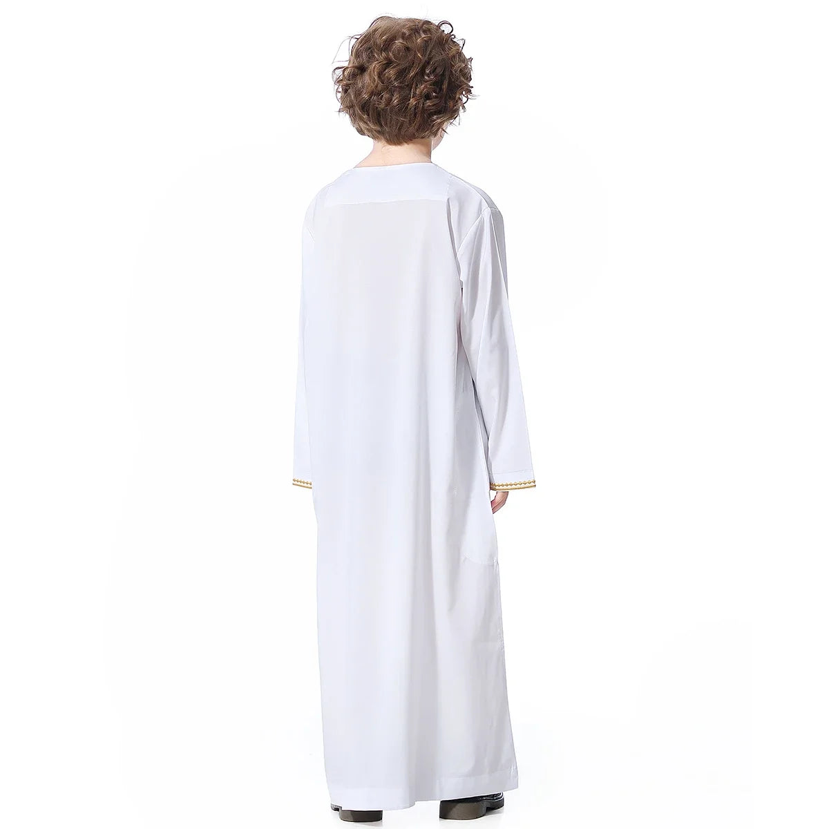 Muslim Boys Robe Embroidered Long Sleeve Dress Gown Saudi Arabia Abaya Kaftan Jubba Thobe Islamic Clothes Eid Djellaba Ramadan