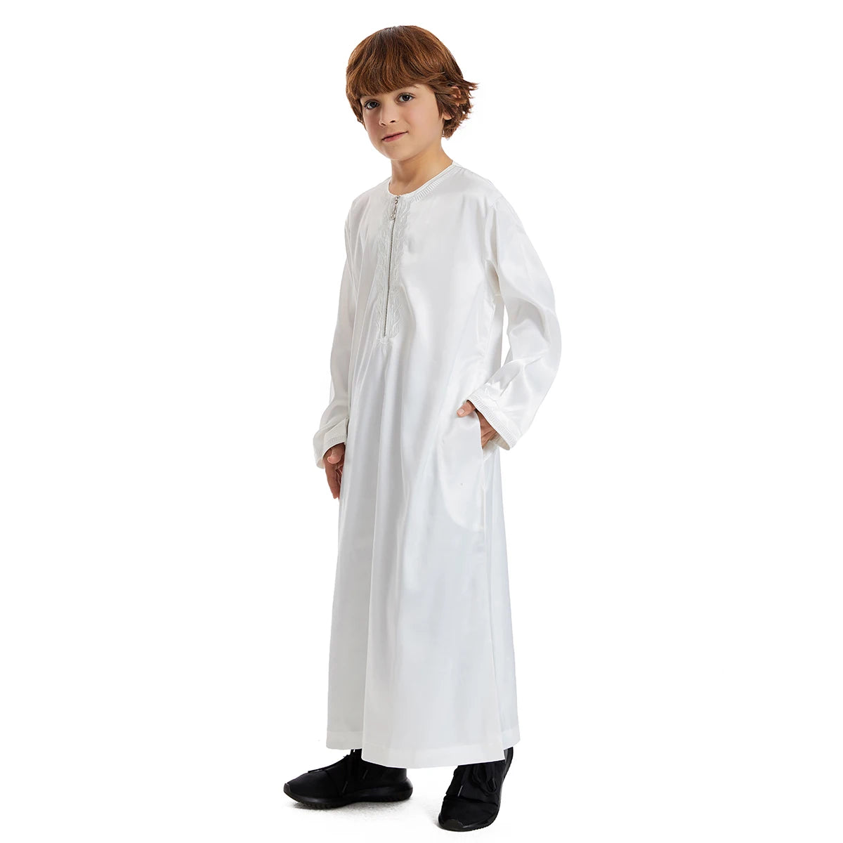 Muslim Boy Robe Long Sleeve Dress Gown Saudi Arabia Abaya Kaftan Jubba Thobe Islamic Kids Clothes Ramadan Eid Djellaba Dishdasha