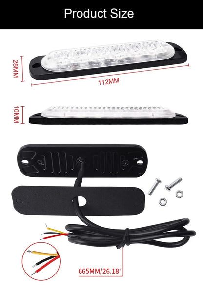 Flashing Grille Emergency 6LED Warn Police Lights For Car TRUCK Strobe Led Light 12V 24V