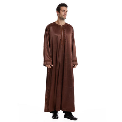 Men Dishdasha Muslim Long Sleeve Dress Daffah Thobe Jubba Saudi Arab Thoub Kaftan Islamic Clothing Robes Abaya Dubai Middle East