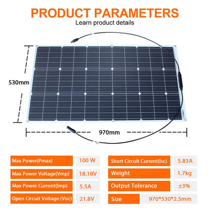 solar panel kit and 300w 200w 100w flexible solar panels 12v 24v high efficiency battery charger module