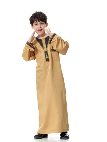 Eid Muslim Kids Abaya Jubba Thobe Dress Kimono Boy Thobe Thawb Caftan for Children Ramadan Long Robes Dress Dubai Arab 2025